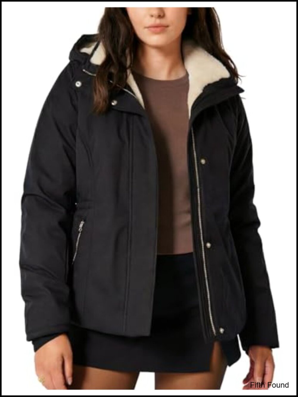 Women's Cropped Puffer Parka Coat Faux Fur Lined Quilted Hooded Jacket